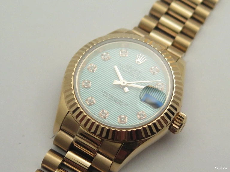 MiroTime 0210 Flexible DateJust 28mm RG BP Maker Best Edition Ice Blue Diam Dial Fluted Bezel On RG Bracelet ETA 3444